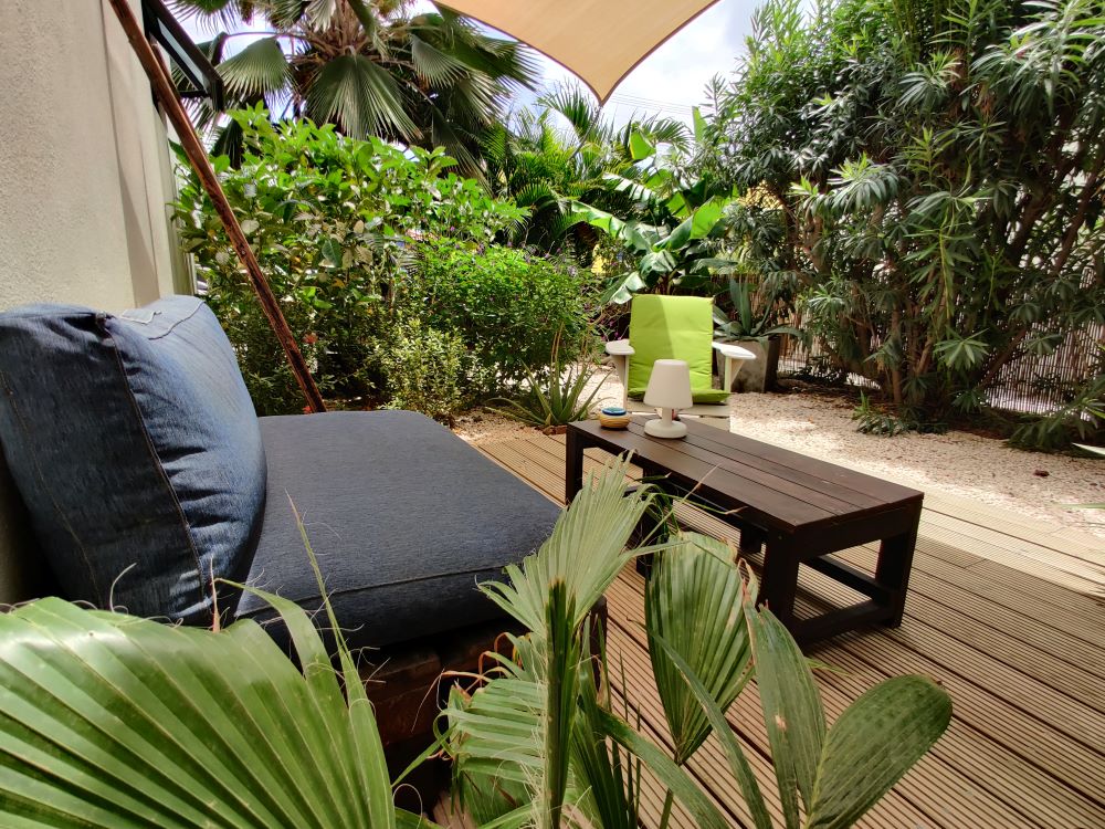 spacious terrace with tropical view